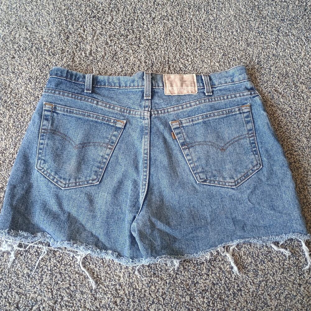 Levi's Orange Tab Vintage Faded Denim Jean Shorts Jorts 34x3.5 Raw Hem Western